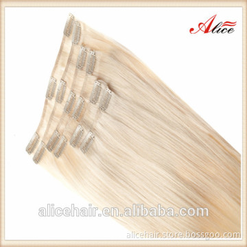 Cheap grade 7a double drawn full head clip hair extension 100% human hair